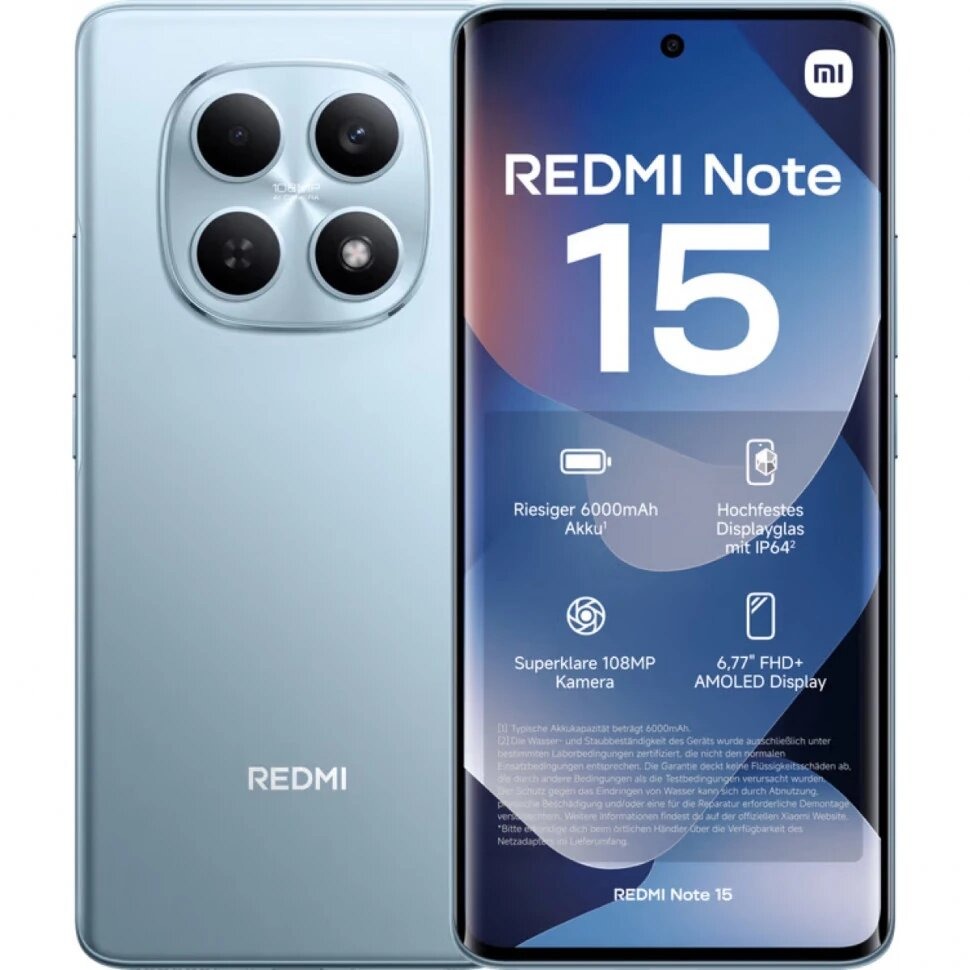 Смартфон Xiaomi Redmi Note 15 8/128Гб, Синий EU