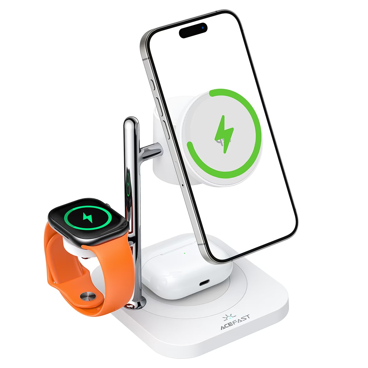 Беспроводное зарядное устройство Acefast E39 4-in-1 desktop wireless charger, Белый