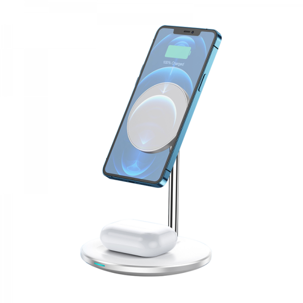 Беспроводное зарядное устройство с подставкой WiWU 2in1 Wireless Charger белый
